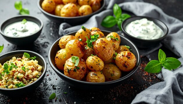Knusprige Mini-Kartoffeln mit Kr&auml;uterquark