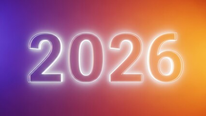 Year 2026 neon numbers on gradient background