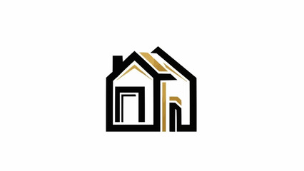 Obraz premium Simple House Icon with Gold Accents.