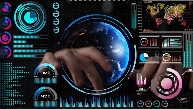 High-tech global network connection interface showing worldwide digital communication, data exchange, and internet connectivity. Global connection, data interaction, and worldwide communication. Thunk - Powered by Adobe