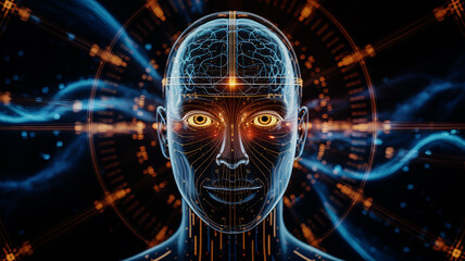 Futuristic Artificial Intelligence Human Brain Neural Network Concept Illustration Visualization