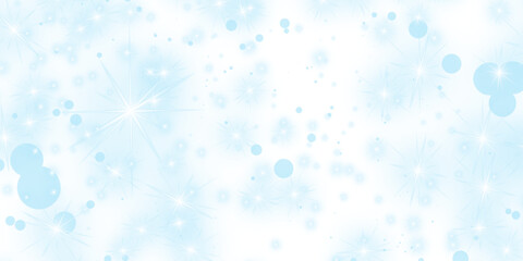 Shiny water drops on a blue bokeh background with festive snowflakes and bright Christmas stars create a cold winter holiday celebration pattern for a seasonal wallpaper design © hossain