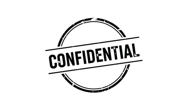 Black confidential stamp with a circle and line over text