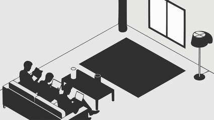 Silhouetted People Sitting in a Meeting.