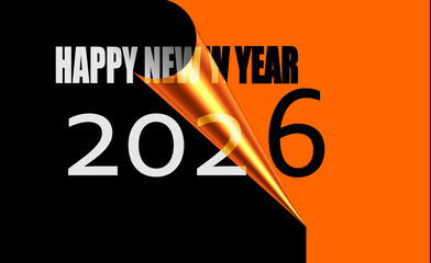 A stylish and modern new year card with curled page .