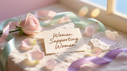 Women Supporting Women Romantic Handwritten Message Flat Lay