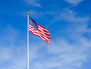 The American flag is flying