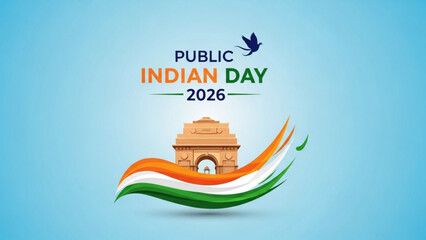 Indian day 2026, public celebration with india gate monument and tricolor flag