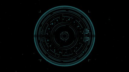 Hologram circle interface design shows futuristic elements in a digital environment with tunnel visuals in a sci-fi inspired setting - Powered by Adobe
