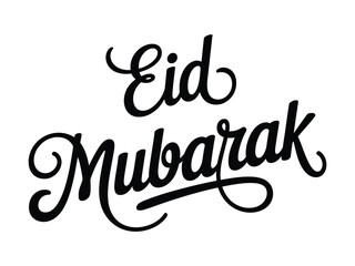 Fototapeta premium Eid Mubarak Handwritten Calligraphy Typography Islamic Festival Greeting Design