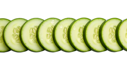 Sliced Cucumbers png in a Row transparent background