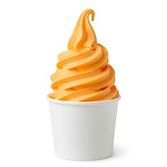 Delightful orange soft serve in a paper cup