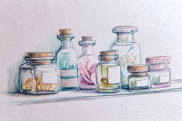 Colorful Collection of Glass Jars and Bottles