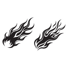 Tribal flame hotrod car vinyl decals and motorcycle airbrush stencil vector