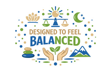 Fototapeta premium Designed to feel balanced: wellness and harmony symbols on calming background