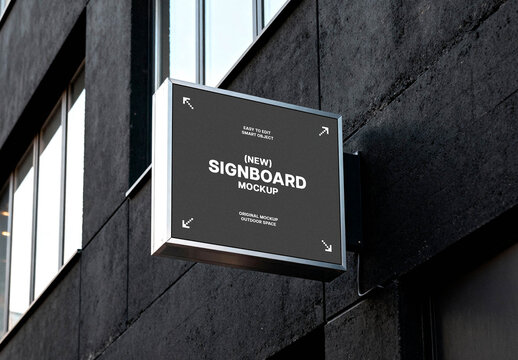 Chrome Frame Rectangular Signboard Mockup