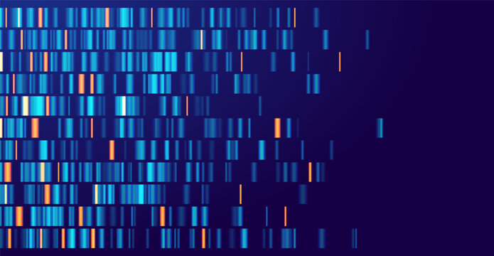 Genomic data visualization. Abstract DNA sequencing and genome mapping graphics. Scientific concept for medical research, biotechnology, and genetic testing. Vector illustration.