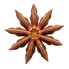 Star anise spice on transparent background, isolated, brown, aromatic, culinary