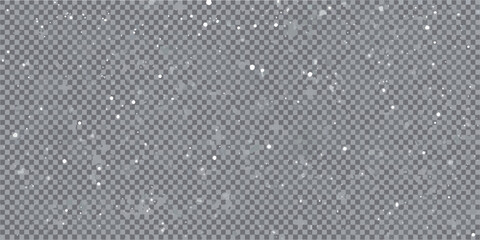 Falling snow effect with transparent background scattered white particles