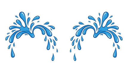 Blue water splash on transparent background, liquid droplets falling