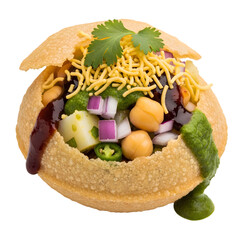 Delicious Indian street food Pani Puri on transparent background