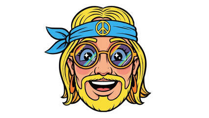 Cartoon Man with Peace Sign Headband.