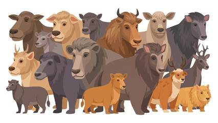 Diverse Group of Cartoon Animals Together.