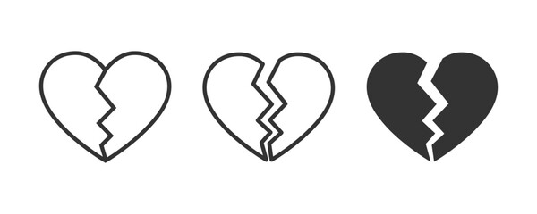 Broken heart icon vector thin outline. Heart crack icon. Broken heart with cracked design vector