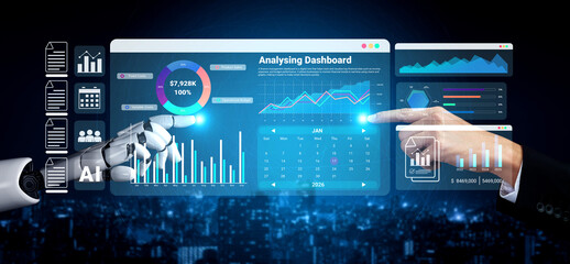 Fototapeta premium AI analyzing real-time financial data, automating budget tracking, and optimizing business expenses through smart visualization and predictive insights Parse