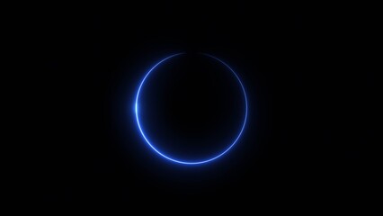 Obraz premium Glowing Neon Circle Icon on Black Background. Retro Futuristic Style 4k Illustration.