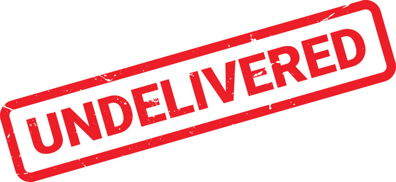 Red Undelivered Rubber Stamp Impression on White Background, Diagonal Orientation, Grunge Style