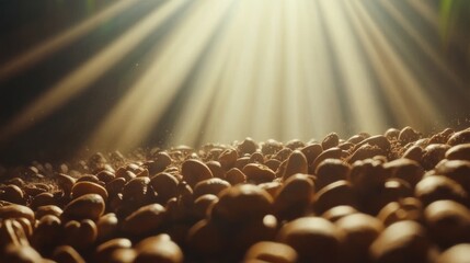 Roasted coffee beans dramatic light and texture