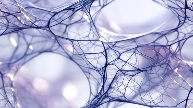 Dipeptide biomolecular network forming organic filamentous microstructure. Biomolecular network showing connected organic filamentous microstructure under a microscope