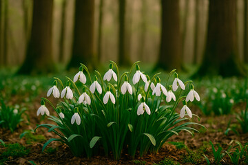 snowdrops in the forest