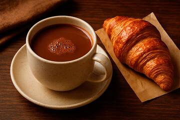 cup of coffee and croissant