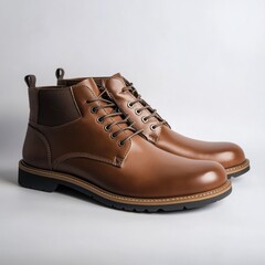 Classic brown leather boots mens fashion footwear product photography