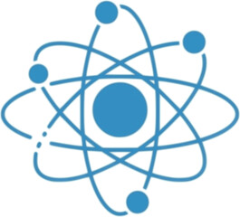 Atom icon simple flat vector glyph isolated on white background for science and technology concepts
