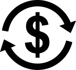 Obraz premium Dollar Sign with Circular Arrows in Simple Flat Design on White Background for Financial Icon 