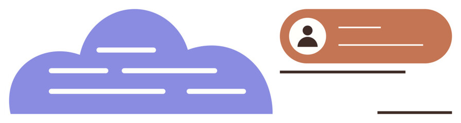 Fototapeta premium Abstract cloud design paired with a user profile icon highlights digital storage, data sharing, and online interaction. Ideal for technology, web services, remote work, user interface, networking
