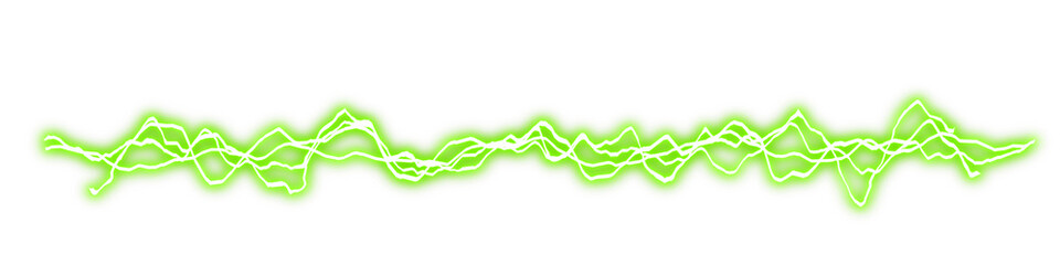 Green electric thunderbolt energy effect isolated on white background