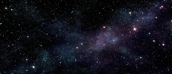 Cosmic panorama depicting a starry night sky with numerous bright celestial objects