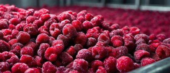 Close up of fresh raspberries a pile of vibrant red fruit