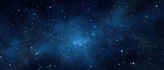 Cosmic night sky scene celestial bodies sparkling across a dark blue space