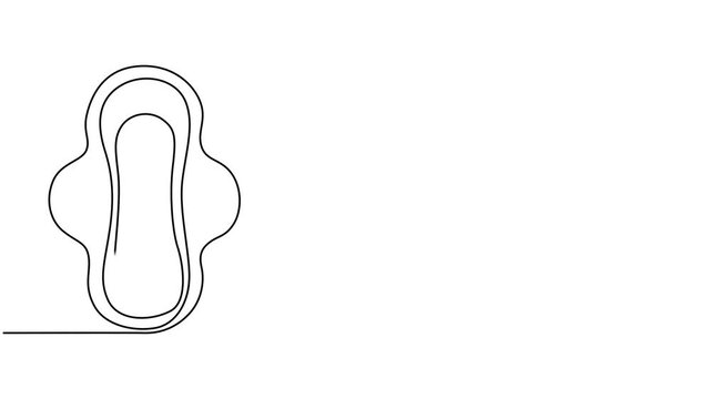 Self drawing line animation sanitary pad continuous one line drawing concept, sanitary pad, female, menstruation, protection, hygiene, 4k video.