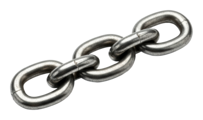Industrial action chain links factory workshop metal detail isolated on transparent background