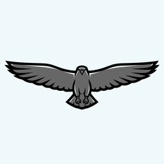 A Majestic Falcon in Flight with Wings Spread Wide.