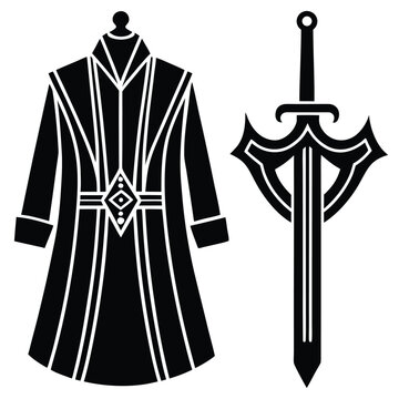 A silhouette of a man with a sword