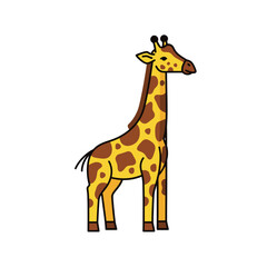 Naklejka premium Cute Cartoon Giraffe Standing Tall and Proud.
