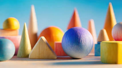 Colorful Wooden Geometric Shapes