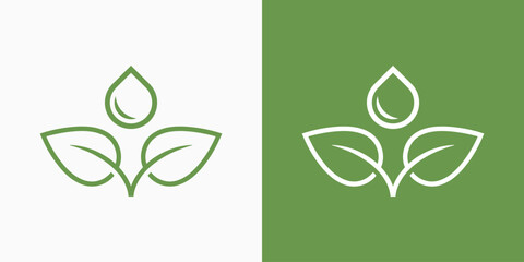 Leaf and water drop vector logo design with modern, simple, clean and abstract style.